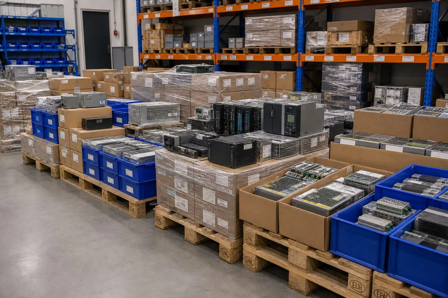 Paletten mit technischen Lagerbeständen